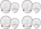 Stoneware Euro-Nordic 20pc Dinnerware Set, Shiny White With Speckled Effect