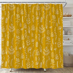 Yellow Herbs Shower Curtain Boho Floral Retro Botanical Vintage Farmhouse Cute Leaves Plant Flowers Bathroom Curtain Set with Hooks(59" Wx70 H)