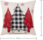 Red Christmas Decorations-Throw Pillow Covers 18x18 in Set of 4,Decorative Joy Snowflake Pillow Case for Couch Sofa Winter Holiday Indoor Outdoor Home Red White Xams Decorations