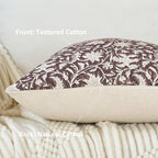 Floral Throw Pillow Covers 18x18 Farmhouse Block Print Pillow Covers Decorative Pillow Covers Couch Pillows for Living Room Vintage Accent Sofa Pillows Set of 2, Burgundy