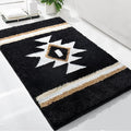Boho Bathroom Rugs Black Bath Mat Non Slip Soft Absorbent Western Geometric Bath Rug Luxury Plush Floor Mat for Farmhouse Bathroom Shower Kitchen Modern Decor 24x36