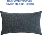 Jeneoo Grey Blue Decorative Long Lumbar Thick Throw Pillow Covers Fine Textured Boucle Couch Cushion Case for Sofa Decor, Set of 1, 14 x 36 Inch