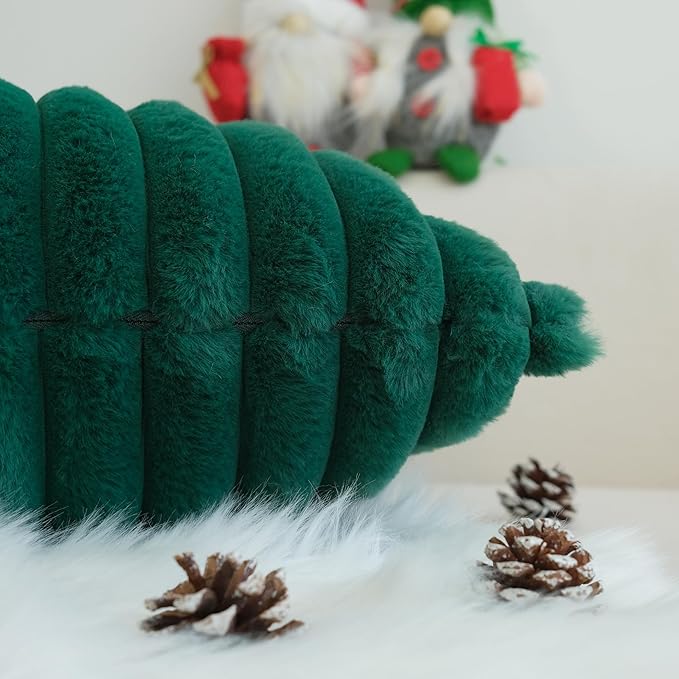JOJUSIS Pack of 2 Faux Fur Plush Decorative Throw Pillow Covers Couch Cushion Case Soft Pillowcases (Dark Green, 12 x 20-Inch)