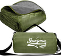Waterproof Outdoor Blanket 82”X 55” Packable, Stadium Blankets for Camping with Quilted Fleece Lining, Large Windproof Emergency Throw Mat for Garss Picnic Hiking Road Trip, Machine Washable, Green