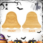 WILLKOMMEN Halloween Serving Tray, Ghost Shaped Charcuterie Board, Bamboo Serving Platter 10" x 9" for Party Child Spooky Cheese Appetizer Board Serving Plate Dishes for Snacks, Candy, Cookies