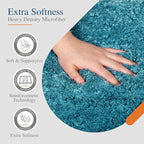 Walensee Non Slip Bath Mat (16 x 24, Teal) - Soft Microfiber Shaggy Mat, Water Absorbent, Machine Washable, Thick Plush for Shower