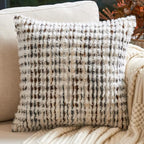Aeckself Boho Chenille Tufted Pillow Cover 20 x 20 Inch, Decorative Square Throw Pillow Cover Neutral Pillowcase for Couch Bedroom Living Room, Brown White