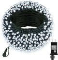 Extra Long 132FT Christmas Decorative Mini Lights, 400 LED Green Wire Fairy Starry String Lights Plug in, Timer & Memory & 8 Modes, for Indoor Outdoor Xmas Tree Wedding Party Decoration,Cool White
