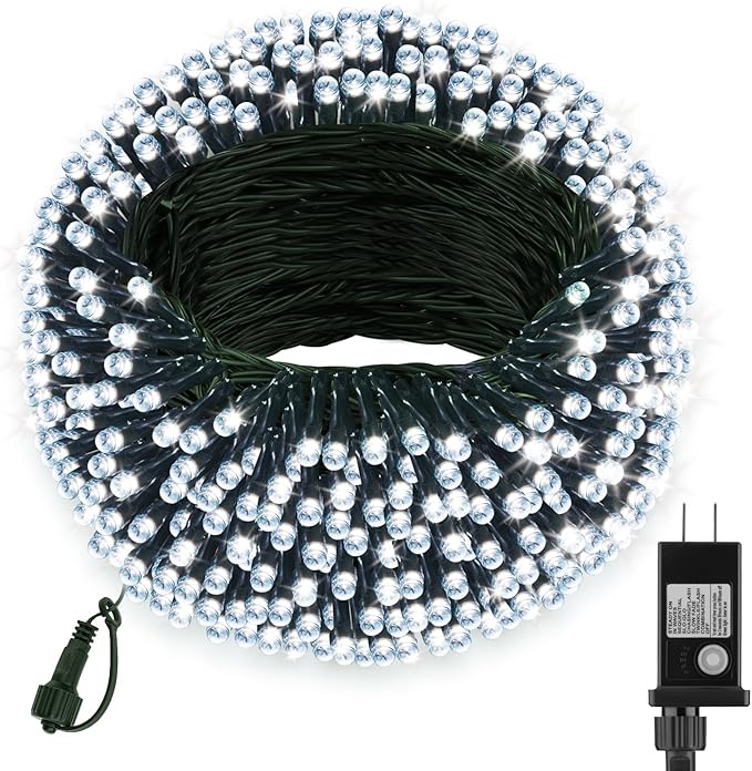 33FT Christmas Decorative Mini Lights, 100 LED Green Wire Fairy Starry String Lights Plug in, Timer & Memory & 8 Modes, for Indoor Outdoor Xmas Tree Wedding Party Decoration, Cool White