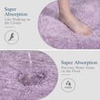 Walensee Non Slip Bath Mat - Lavender (16 x 24), Soft Microfiber Shaggy Mat, Machine Washable, Thick Plush
