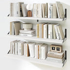 Fun Memories Floating Shelves for Wall, 36 Inches Long Set of 3 Wall Shelves for Bedroom, Floating Bookshelves with Metal Brackets for Living Room, Kitchen, Bedroom and Laundry Room (White)