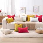 decorUhome Christmas Couch Throw Pillow Covers 12x20 Set of 2, Decorative Soft Euro Neutral Chenille Lumbar Pillow Covers with Elegant Design for Sofa Bed Living Room Home Decor, Red