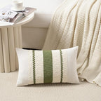 Fancy Homi Set of 2 Boho Moss Green Long Lumbar Decorative Throw Pillow Cover 12x24 Inch for Couch Bed Sofa Chair, Modern Organic Farmhouse Home Decor, Soft Cotton Cute Accent Rectangle Cushion Case
