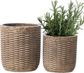 Yundu Concrete Planter Set of 2, The planters for Outdoor Plants, 14.5 & 12 inch pots for Plants,The Tall Planter with Drain Hole Suitable for Home, Office and Outdoor décor