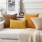 Kevin Textile Throw Pillow Covers Soft Corduroy Decorative Set of 2 Boho Striped Pillow Covers Pillowcases Farmhouse Home Decor for Couch Bed Sofa Living Room 22x22 Inch Golden Yellow
