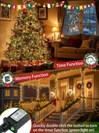 2-Pack 66FT 200 LED Christmas Lights, 13 Modes Extendable Christmas Tree Lights with Timer & Memory, Waterproof Twinkle Fairy Lights Green Wire Outdoor String Lights Indoor for Xmas Tree (Warm White)