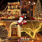4 Pack 400 LED Solar String Lights for Outside, Solar Christmas Lights Outdoor with 8 Lighting Modes, Waterproof Green Wire Solar Powered Tree Light for Xmas Party Yard Garden Decorations (Warm White)