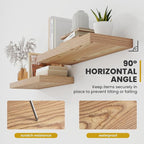 24 Inch Floating Shelves, 9.3" Deep Floating Shelf Wall Mounted, 24" Wall Shelves, Rustic Deep Bookshelf, Large Display Shelves & Storage Shelves for Bedroom, Living Room, Light Brown, Set of 2