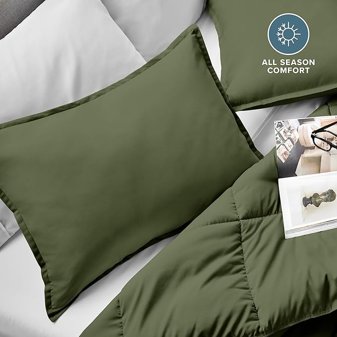 Bare Home King Pillow Sham Covers - Set of 2 - Premium 1800 Ultra-Soft Microfiber - Double Brushed - Bed Pillow Shams - Pillows Not Included (Set of 2, Cypress Green)