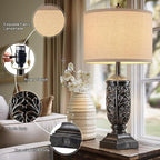 28.5” Vintage Farmhouse USB A+C Table Lamps Set of 2 for Living Room Bedroom Tall Rustic Bedside Nightstand Lamp Retro Traditional End Table Lamps for Entryway Home Office Decor Antique Black Accent