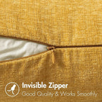 MIULEE Pack of 2 Mustard Yellow Throw Pillow Covers 18x18 Inch Soft Spring Chenille Pillow Covers for Sofa Living Room Couch Solid Dyed Cases