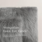 Phantoscope Faux Fur Pillow Cover Decorative Fluffy Throw Pillow Mongolian Soft Fuzzy Pillow Case Cushion Cover for Bedroom and Couch, Gray 18 x 18 Inches