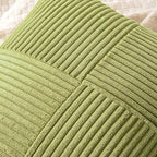 MIULEE Green Corduroy Pillow Covers Pack of 2 Boho Decorative Spliced Throw Pillow Covers Soft Solid Couch Pillowcases Cross Patchwork Textured Cushion Covers for Living Room Bed Sofa 16x16 inch