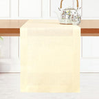 D'Moksha Homes Linen Vanilla Cream Table Runner 102 Inches Long - 100% Pure Linen Dining Table Runner 14 x 102 Inch for Fall, Autumn and Halloween - Machine Washable
