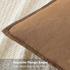 MIULEE Decorative Linen Euro Sham Pillow Covers 22x22 Inch Brown Boho Farmhouse Neutral Couch Throw Pillows for Bed Pack of 2 Accent Modern Pillowcase Sofa Livingroom Home Decor