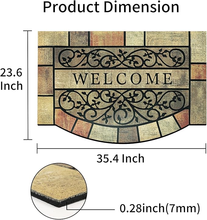 Door Mat Welcome Mat, Heavy Duty Door Mat 23.6 x 35.4 Inch Front Door Rug Doormat for Outdoor Entrance Home Non-Slip Rubber Rug for Front Door, Outside, Entryway, Patio (Brown Yellow Welcome)
