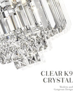 Crystal Chandelier, 4-Tier Modern Chandelier with Polished Chrome Finish, Pendant Light for Dinning Room Kitchen Island Bedroom Entryway, CC4215-3W-PC