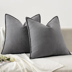 MIULEE Pack of 2 Grey Decorative Pillow Covers 18x18 Inch Soft Chenille Luxurious Couch Throw Pillows Farmhouse Cushion Covers with Elegant Design for Sofa Bedroom Living Room Home Decor
