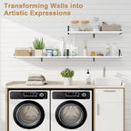 Fun Memories Floating Shelves for Wall, 36 Inches Long Set of 3 Wall Shelves for Bedroom, Floating Bookshelves with Metal Brackets for Living Room, Kitchen, Bedroom and Laundry Room (White)