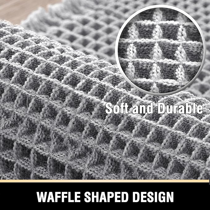 H.VERSAILTEX Upgraded Waffle Bath Mat Super Absorbent Non Slip Bath Rugs for Beside Tub, 24" x 36", Dove
