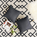 Jeanerlor Set of 2 Decorative Cotton Linen Couch Throw Pillow Case 26"x26" Sofa Pillow Durable Classy, Comfortable Cushion Cover for Living Room Car (65 x 65cm) Dark Grey