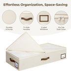 Cupic Cupid Under Bed Storage Containers, Foldable Organizer with Lid for Bedroom, Underbed Storage Box for Blankets, Clothes, Shoes, 2 Pack, Beige