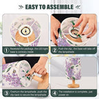 Table Lamp Purple Lilac Flower Bee Butterfly Nature Floral Nightstand Lamp with Wood Base Fabric Lamp Shade Bedside Desk Lamp for Living Room Bedroom Kids Room Office