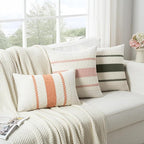 Fancy Homi Set of 1 Boho Coral Decorative Throw Pillow Cover 20x20 Inch for Couch Bed Sofa, Aesthetic Modern Organic Farmhouse Home Decor, Soft Cotton Cute Accent Macrame Woven Cushion Case