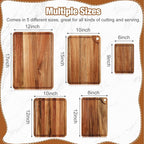 Yungyan Acacia Wood Cutting Boards for Kitchen Set of 5 Large Thick Chopping Board with Juice Groove Cheese Charcuterie Tray Butcher Wooden Block Trays for Meat Fruits Vegetables, 5 Sizes