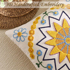 Embroidered Throw Pillow Cover 20x20 Classic Boho Floral Pattern Pillows Cover Outdoor Decorative Pillowcase,Durable Cozy Textured Cushion Case for Sofa Couch Bed Living Room,Yellow