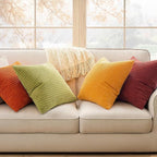 MIULEE Fall Decorative Pillow Covers 20x20 Inch Set of 4 Burnt Orange Green Gradient Series Boho Farmhouse Home Decor Couch Throw Pillows Summer Modern Corduroy Pillowcases for Sofa Living Room Bed
