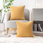 MIULEE Pack of 2 Couch Throw Pillow Covers 18x18 Inch Soft Beige Yellow Chenille Pillow Covers for Sofa Living Room Solid Dyed Pillow Cases