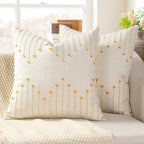 Boho Throw Pillow Covers 24x24 Set of 2 Neutral Woven Decorative Pillowcases Cotton Tufted Couch Pillows Modern Farmhouse Accent Cushion Covers for Sofa Couch Bed Living Room Home Decor, Golden Yellow