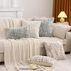 LUOYEHK Boho Throw Pillow Covers 12x20 Inch Set of 2 Farmhouse Neutral Lumbar Pillow Covers Chenille Tufted Pillowcase for Couch Sofa Bed Living Room, Green White