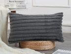 PANOD Faux Fur Decorative Lumbar Throw Pillow Covers 12 x 24,Long Boho Lumbar Pillow Covers Pillow Case Cushion Case for Couch Bed Sofa Farmhouse Livingroom,Grey