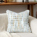 Boho Chenille Tufted Pillow Cover 20x20 Inch Set of 1, Farmhouse Striped Decorative Pillow Covers Accent Fluffy Neutral Square Pillowcases for Couch Sofa Bedroom Living Room, Gray Khaki