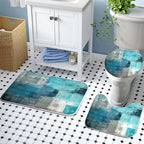 Lnond 4Pcs Bathroom Shower Curtain Sets with Rugs,Turquoise Abstract Painting Bathroom Sets with Shower Curtain and Rugs and Accessories