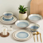 MissYip Melamine Dinnerware Set, 16 Piece for 4, Unbreakable Kitchen Plastic Plates and Bowls set, Indoor and Outdoor Use Tableware, BPA Free, Dishwasher Safe, Not Microwave, Not Oven(Blue)