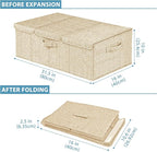 Deep Under Bed Storage Container, 10" Tall Height Underbed Box Bin with Lids 31" Long Large Basket for Under Bed, Bedroom, Dorms, Clothes, Bed sheets, Blankets, 2 Pack, Beige