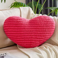 Hot Pink Heart Pillows, 15.7" Cute Heart Decorative Pillow, Stripe Heart Shaped Plush Throw Pillows for Bed